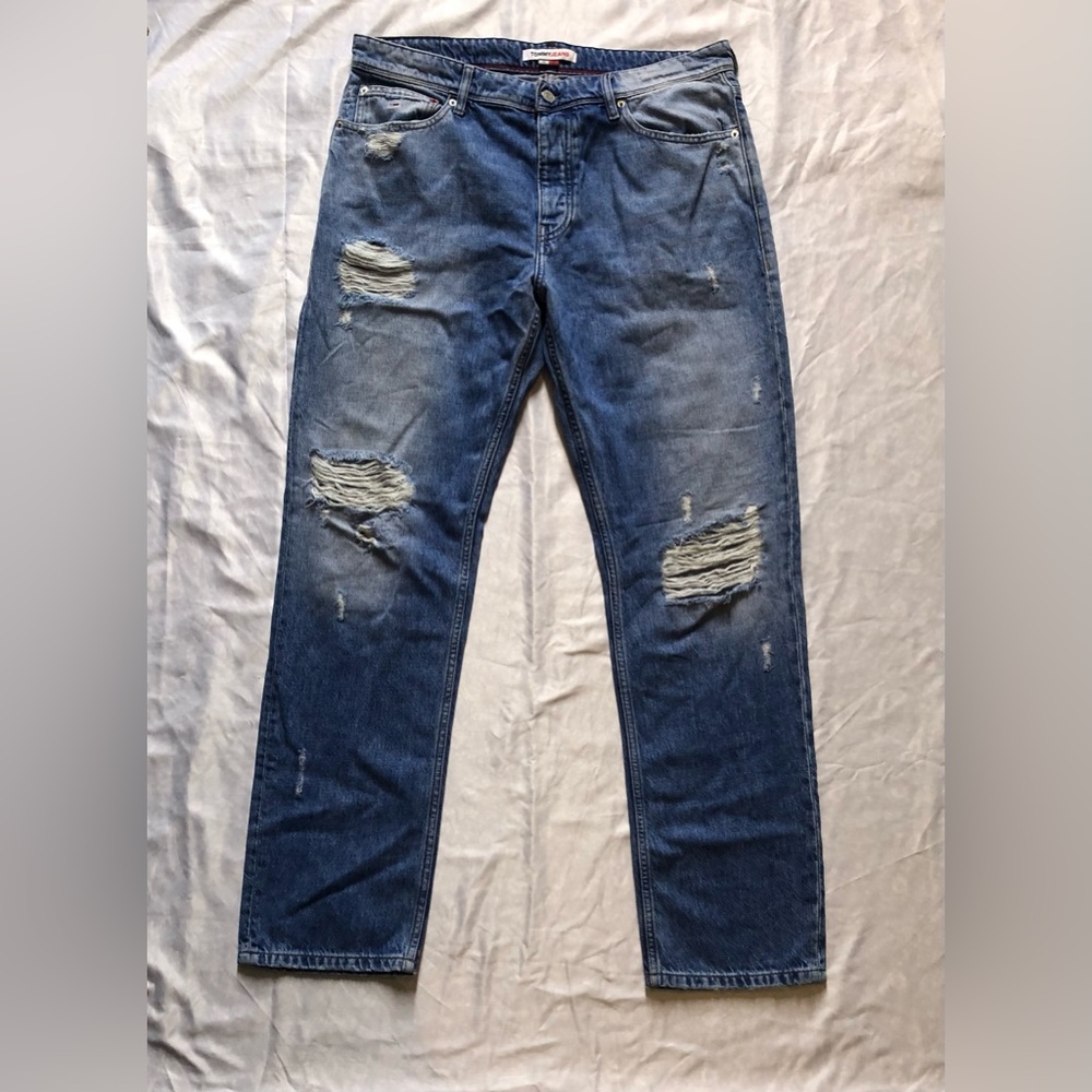 Tommy Hilfiger Distressed Blue Straight Slim Jeans